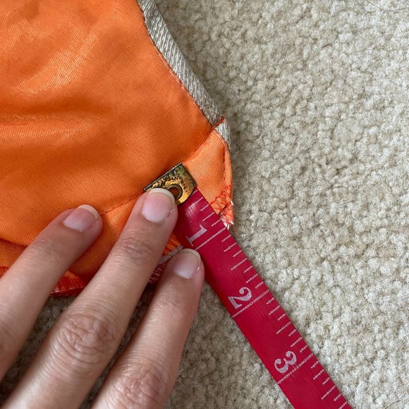 [NEW] Indian Pakistani Anarkali Gown Salwar Ethnic Suit Gold and Coral XS - Picture 8 of 11